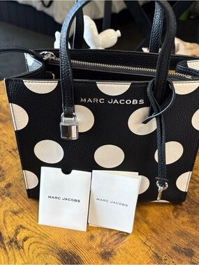Marc Jacobs Black and White Polka Dot Leather Tote